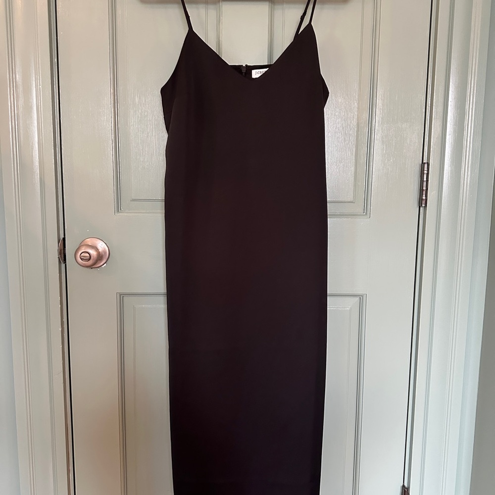 J. Crew Black Satin Midi Slip Dress Size 6 WORN ONCE